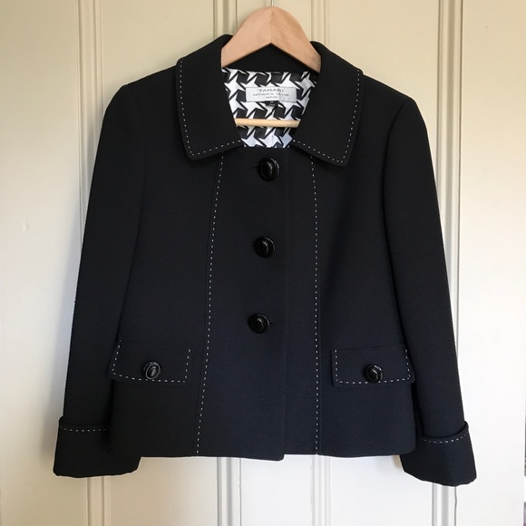 Tahari Arthur S Levine Black Blazer Sz 4P - Picture 6 of 6